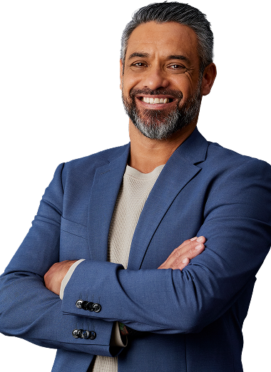 Smiling advisor with arms crossed