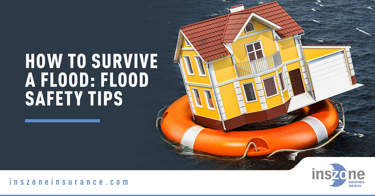 Floating House with Lifesaver - Banner Image for How to Survive a Flood: Flood Safety Tips Blog
