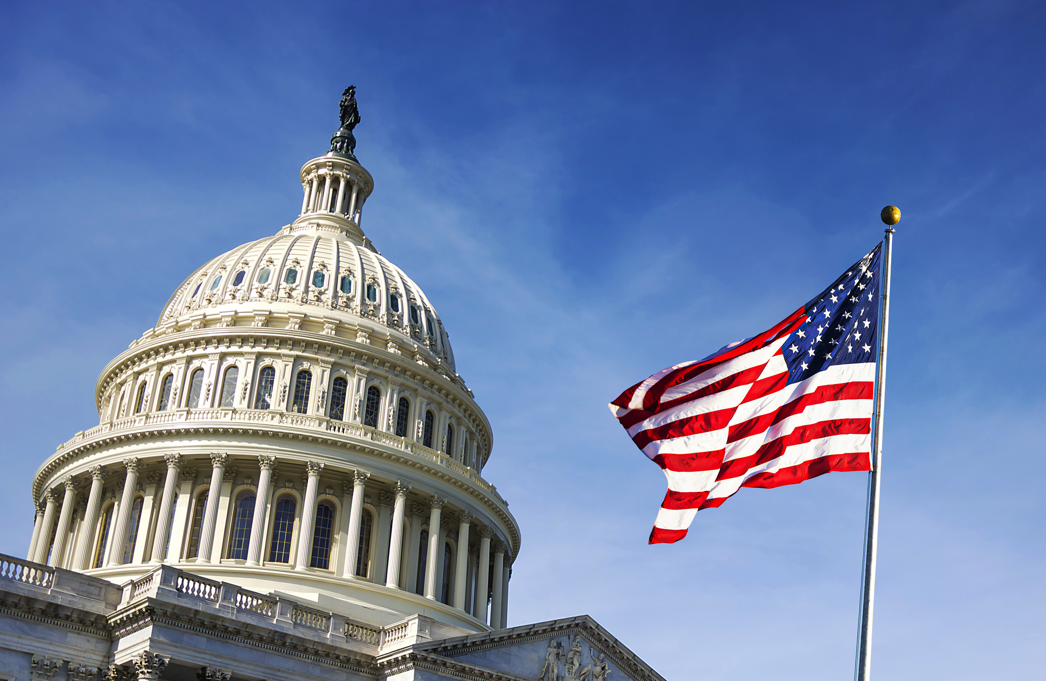 Prominent government building with an American flag, signifying federal authority and trustworthiness.